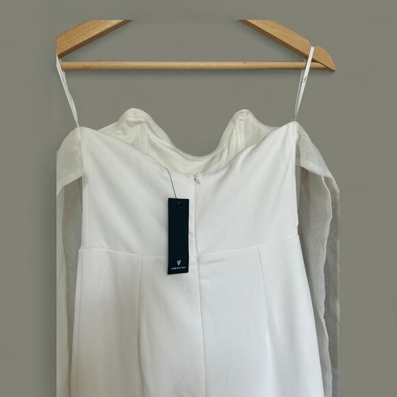 NWT Lulus Pristine Aura White Tie-Strap Off the Shoulder Jumpsuit size Small - Picture 4 of 12